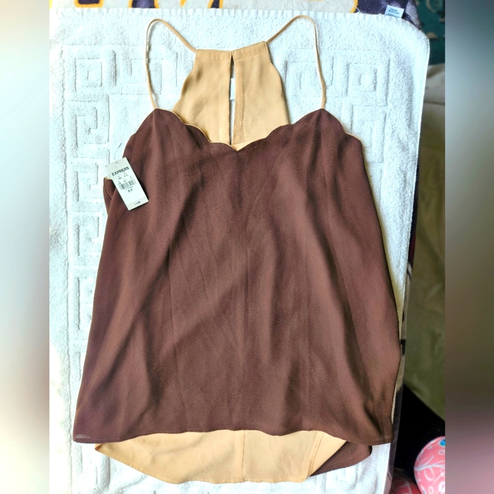 Express Brown and Tan Halter Top Tank Top Size Small New